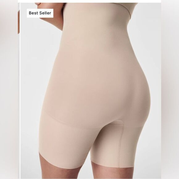 NWOT SPANX Cream Shapewear High-Waisted Shorts - Picture 2 of 5